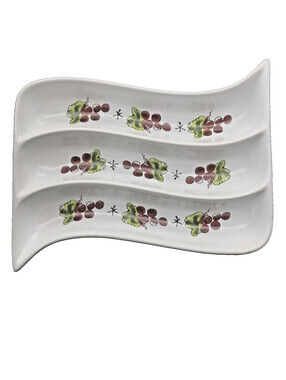 Olive Serving Tray California Pantry Julia Junkin Divided Dish Hand Painted 8"